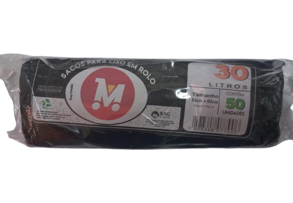 SACO DE LIXO MULTISHOW 30L 50UN PRETO
