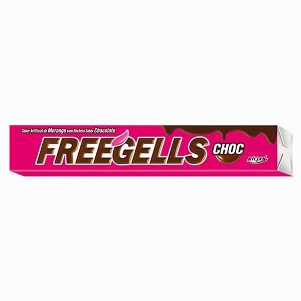 Drops de Balas de Morango com Recheio Sabor Chocolate Freegells 27,6g