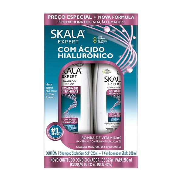 KIT SHAMPOO + CONDICIONADOR SKALA 200ml BOMBA DE VITA COM AC HIALURONICO