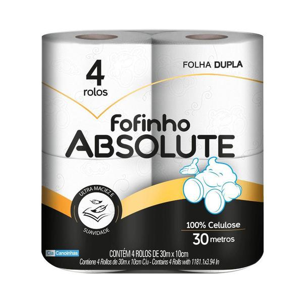 Papel Higiênico Folha Dupla Fofinho Absolute 30m Pacote 4 Unidades