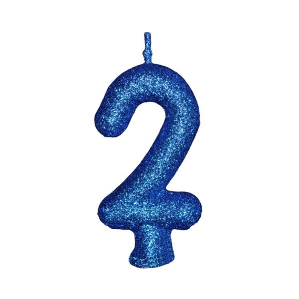VELA GLITER AZUL Nº 2