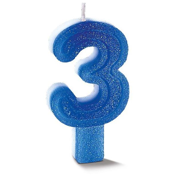 VELA GLITER AZUL Nº 3