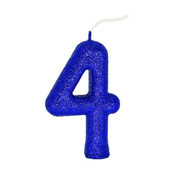 VELA GLITER AZUL Nº 4