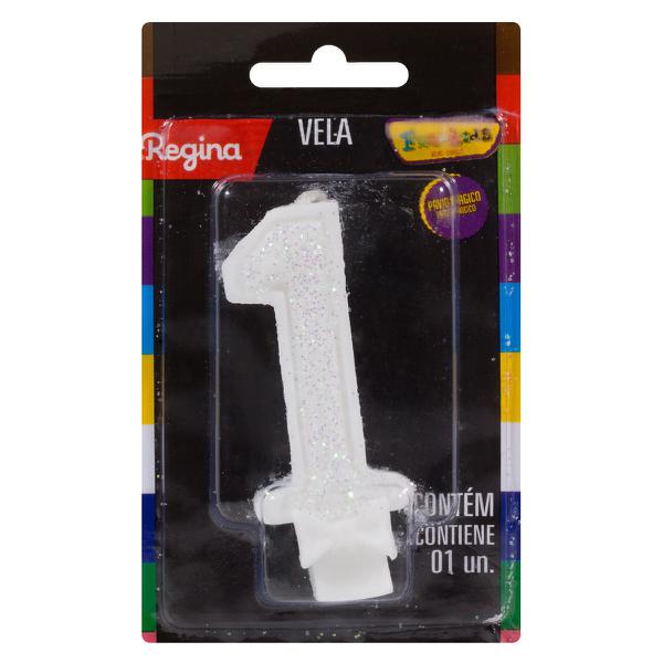 VELA GLITTER BRANCA Nº1
