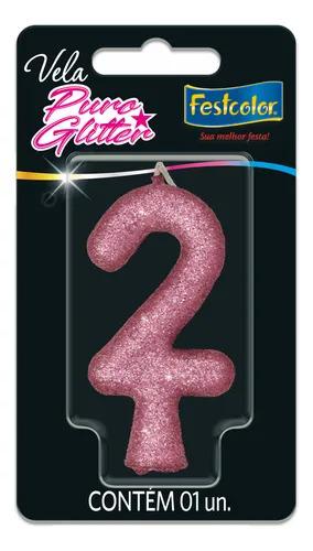 VELA GLITTER ROSA Nº2