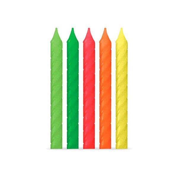 VELA PALITO ESPIRAL NEON C/10