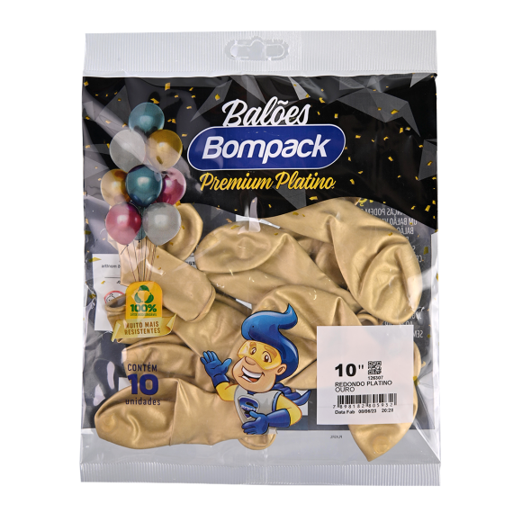 BALAO PLATINO BOMPACK DOURADO C/10