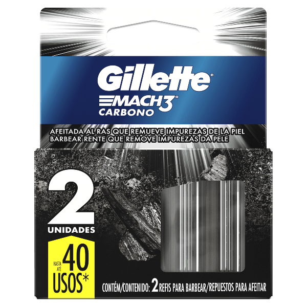 CARGA GILLETTE MACH 3 CARBONO 2UN