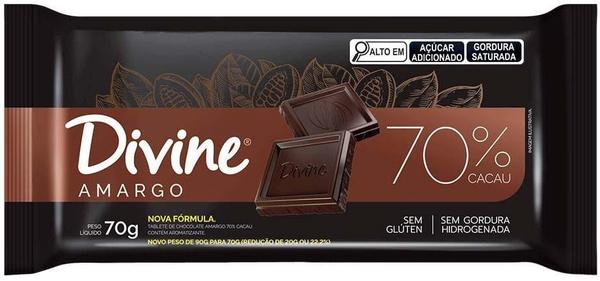 CHOCOLATE DIVINE 70% CACAU 70GR