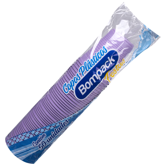 COPO PLAST.200ML C/50 LILAS BOMPACK