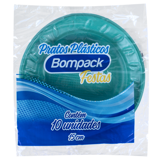 PRATOS PLASTICO VERDE C/10 BOMPACK