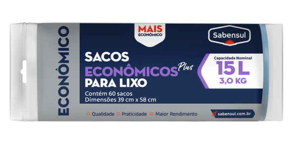 SACO LIXO SABENSUL ROL.ECO 60x15LT