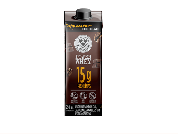 BEBIDA L 3CORAÇÕES CAPPUCINO WHEY TP 250ml CHOCOLATE