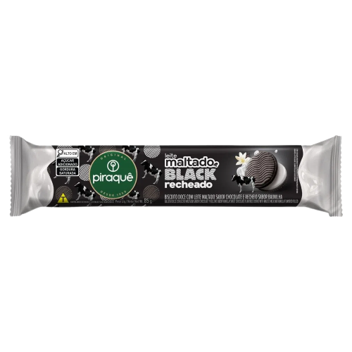BISCOITO PIRAQUE MALTADO BLACK RECH.BAUNILHA 85g