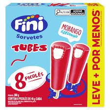 PICOLE NESTLE FINI TUBES MORANGO AZED. 8un