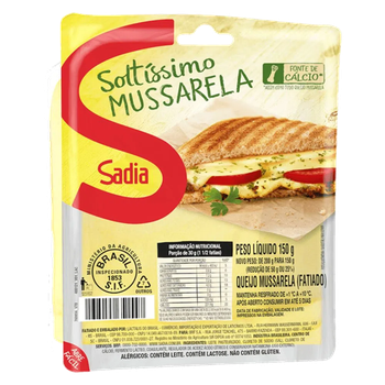 QUEIJO MUSSARELA SADIA SOLTISSIMO 150g