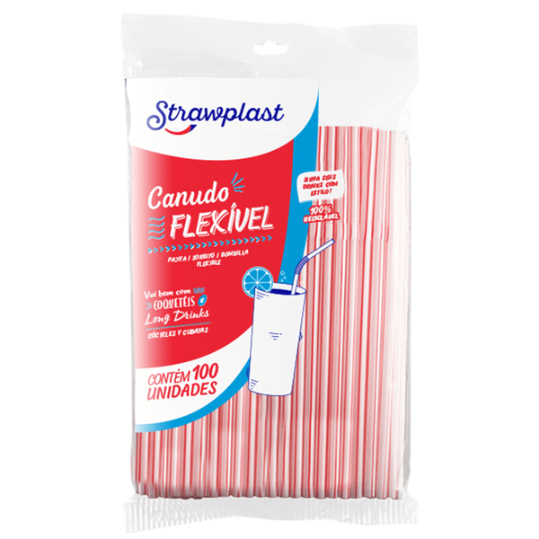 CANUDO STRAWPLAST 100UN FLEX VERM CS325