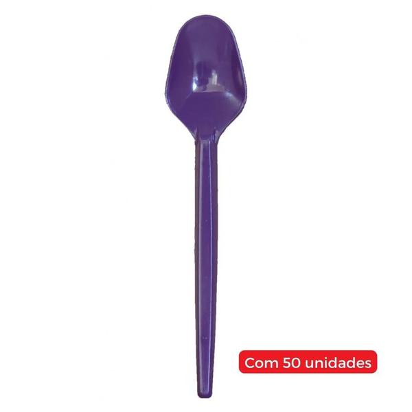 COLHER DESC STRAWPLAST 50UN ROXA