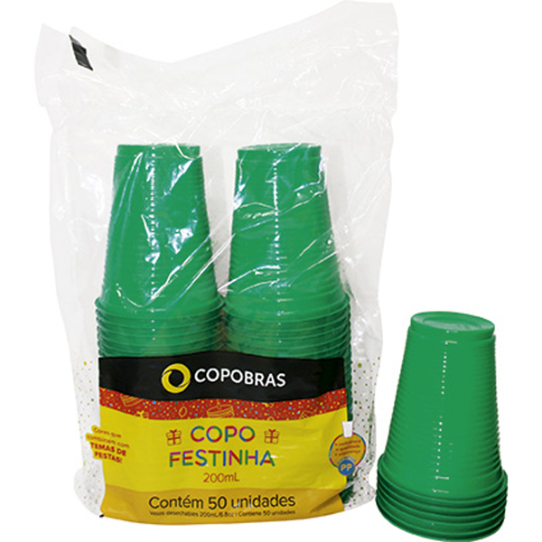 COPO PLAST COPOBRAS 200ML C/50UN VERDE