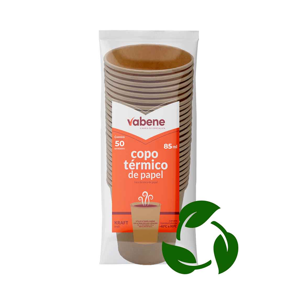 COPO TERMICO PAPEL KRAFT VABENE 85ML C/5