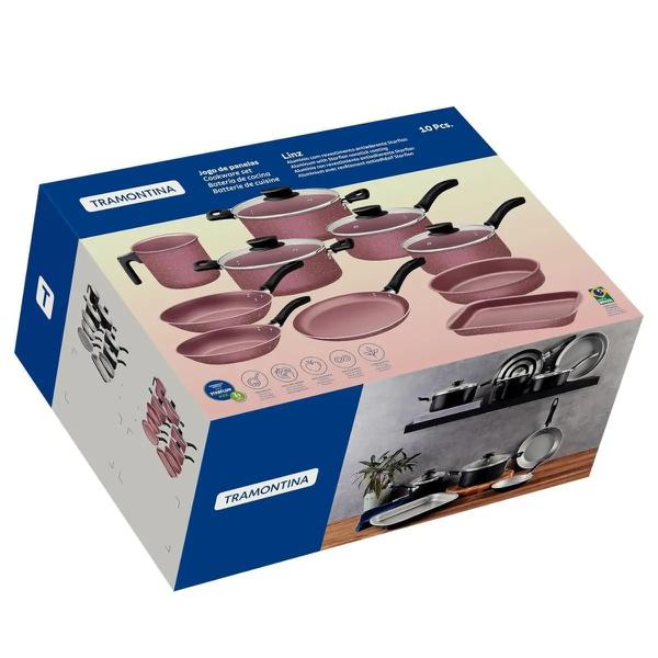 JOGO PANELAS TRAMONTINA LINZ 10PCS ROSA