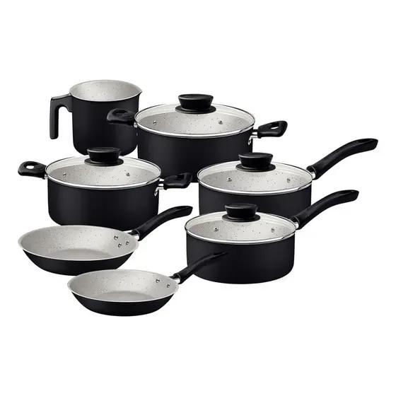 JOGO PANELAS TRAMONTINA LINZ 7PCS PRETO