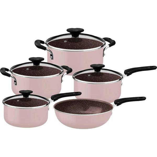 JOGO PANELAS TRAMONTINA TUNIS 5PCS ROSA