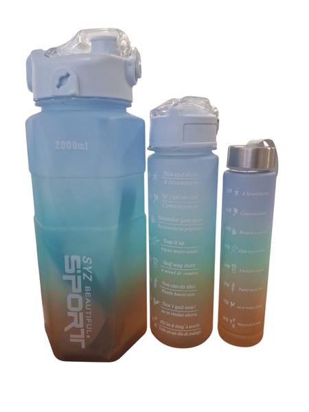 KIT GARRAFA PLASTICA C/3UN SPORT CORES
