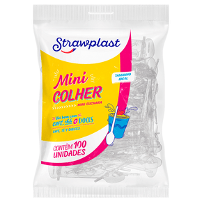 MINI COLHER STRAWPLAST 100UN CRISTAL