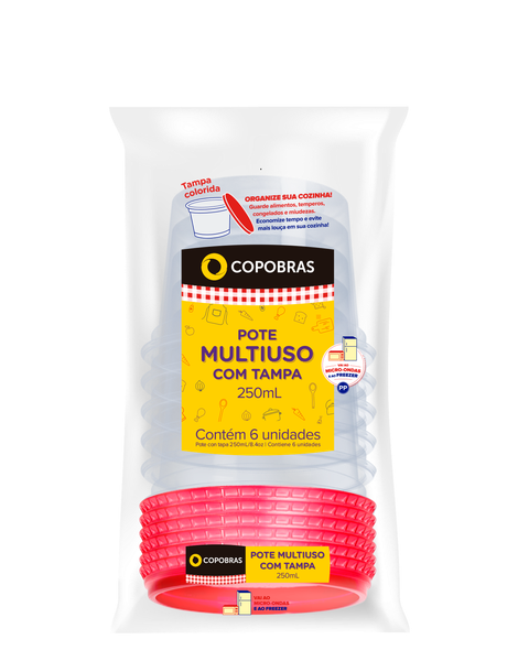 POTE PLAST  COPOBRAS 250ML C/6 UN TRANSP