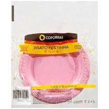 PRATO DESC COPOBRAS FUNDO 15CM 10UN ROSA