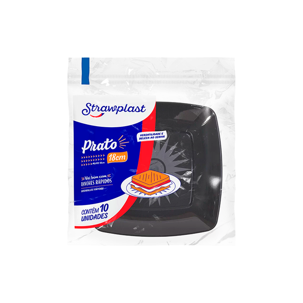 PRATO DESC STRAWPLAST 18CM QUAD PTO 10UN