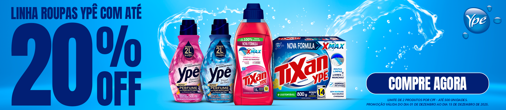 Linhas roupas Ypê com até 20% OFF