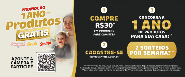 Promoção 1 ano de produtos grátis: Personal Vip, Snob, Santepel