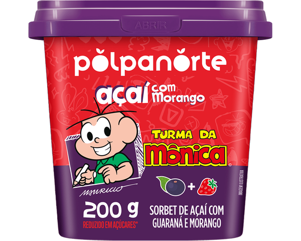 AÇAÍ POLPANORTE TURMA DA MÔNICA COM MORANGO 200G