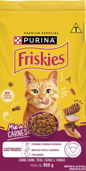 ALIMENTO PARA GATOS FRISKIES ADULTO MIX CARNE CASTRADO 850G