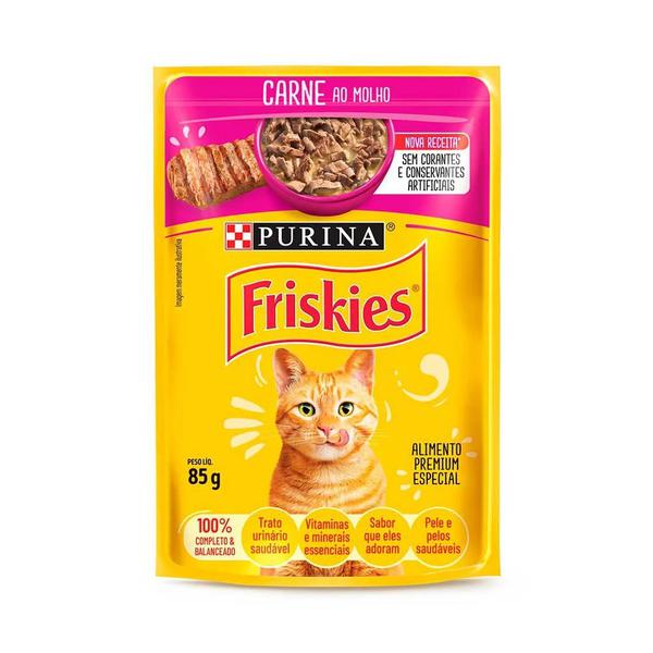 ALIMENTO PARA GATOS PURINA FRISKIES SACHÊ CARNE AO MOLHO 85G