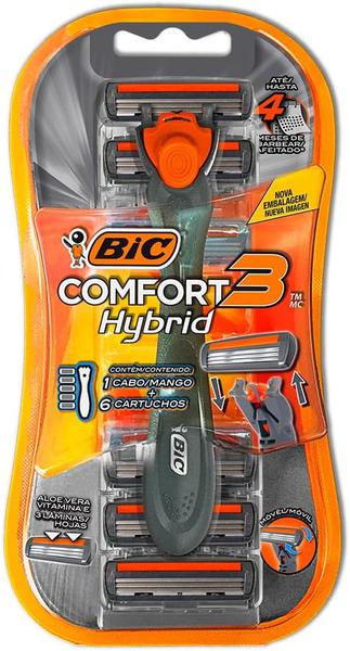 APARELHO DE BARBEAR COMFORT 3 HYBRID COM 6 CARTUCHOS
