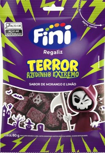 BALA DE GELATINA FINI REGALIZ TERROR MORANGO E LIMÃO 80G