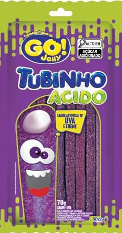 BALA DE GELATINA GO! JELLY TUBINHO UVA ÁCIDO 70G