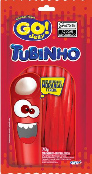 BALA DE GELATINA GO! JELLY TUBINHO MORANGO 70G
