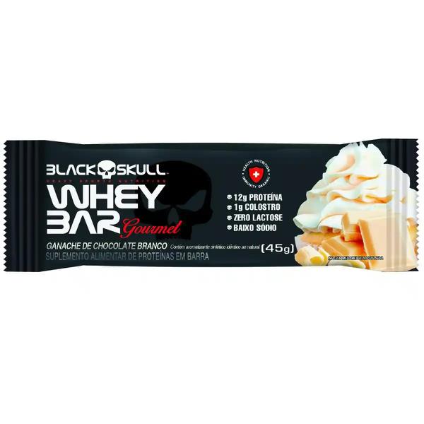 BARRA DE PROTEÍNA BLACK SKULL BAR GANACHE DE CHOCOLATE BRANCO 45G
