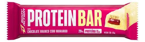 BARRA DE PROTEÍNA BODYACTION CHOCOLATE BRANCO COM MORANGO 55G