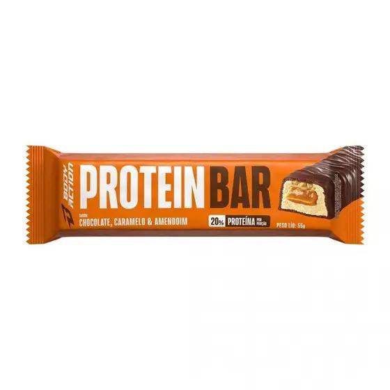BARRA DE PROTEÍNA BODYACTION CHOCOLATE, CARAMELO E AMENDOIM 55G