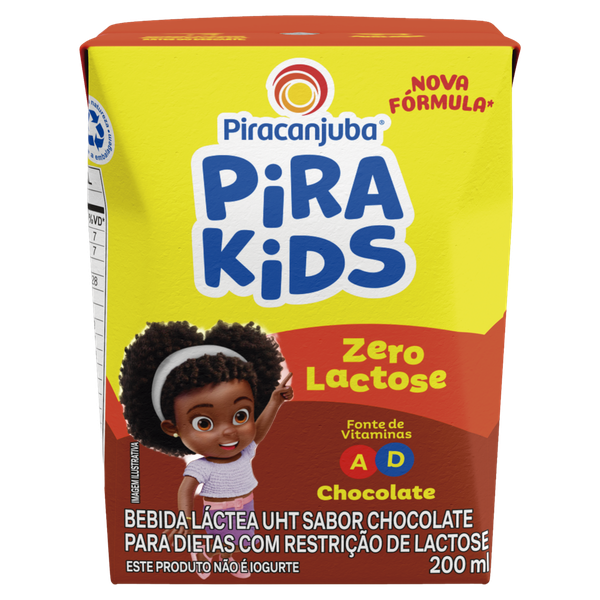 BEBIDA LÁCTEA UHT PIRACANJUBA ZERO LACTOSE CHOCOLATE PIRAKIDS 200ML