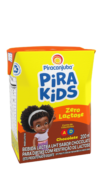 BEBIDA LÁCTEA UHT PIRACANJUBA ZERO LACTOSE CHOCOLATE PIRAKIDS 200ML