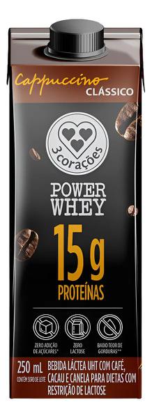 BEBIDA WHEY 15G 3 CORAÇÕES CAPPUCCINO CLASSICO 250ML