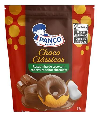 BISCOITO PANCO ROSQUINHA CHOCO CLÁSSICOS COCO COBERTURA CHOCOLATE 80G