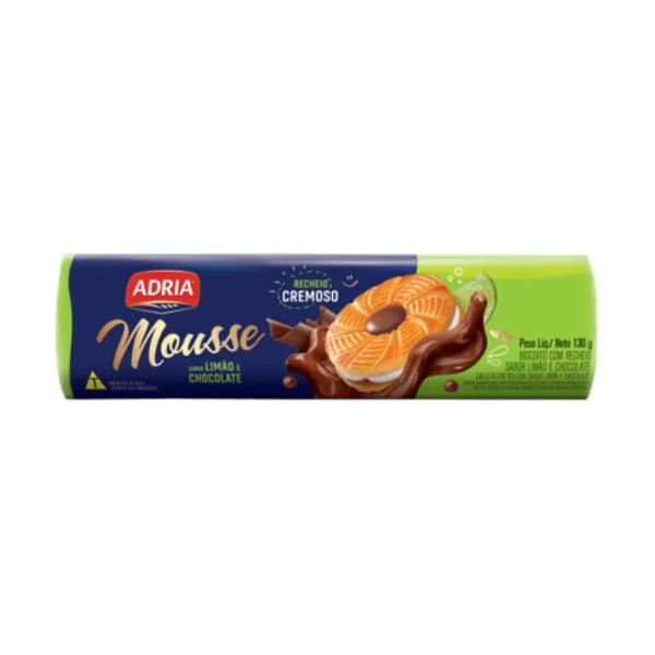 BISCOITO ADRIA MOUSSE RECHEADO LIMÃO E CHOCOLATE 130G