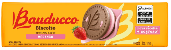 BISCOITO BAUDUCCO RECHEADO MORANGO 140G